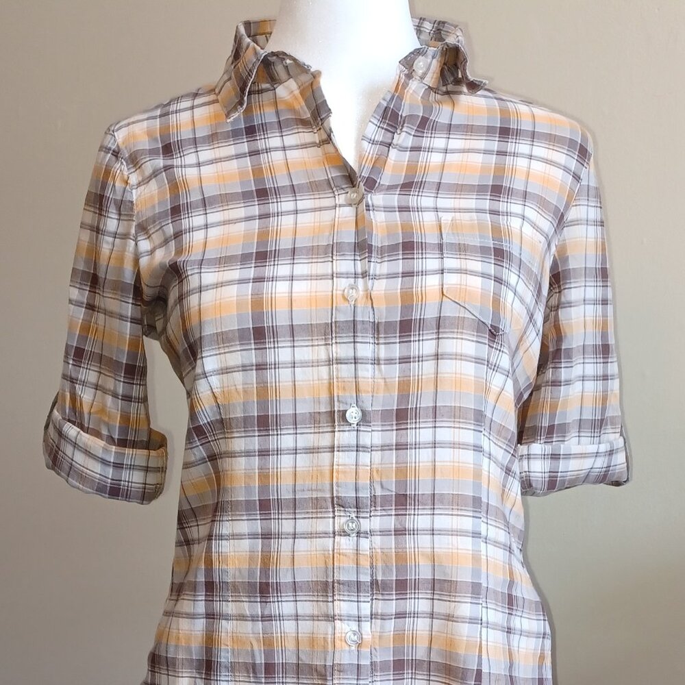 L.E.I. Yellow Flannel Top Size M